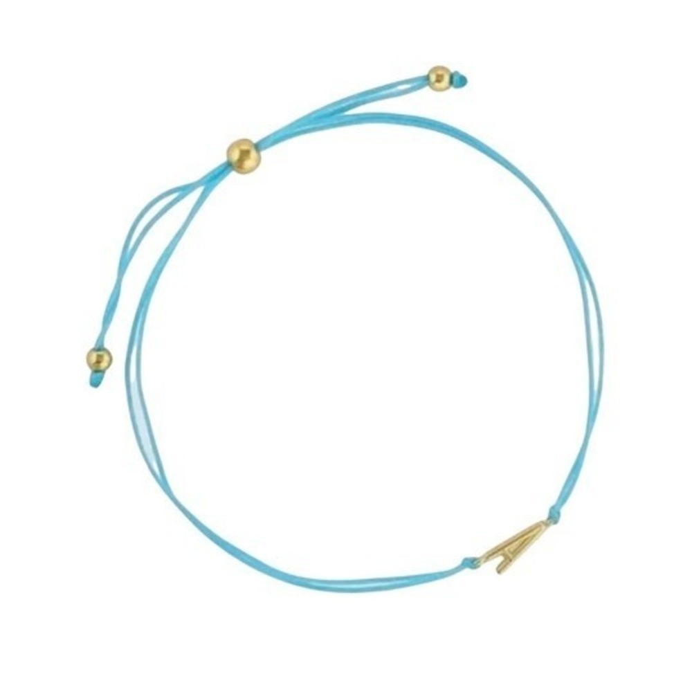 Gorjana New Alphabet Prism Bracelet Blue Cord with Gold Plated A Initial Charm